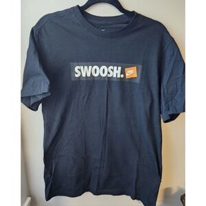 Nike "Swoosh." Graphic T-Shirt Men's Medium Black Orange Logo Cotton Tee